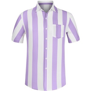 Lars Amadeus Men's Summer Irregular Printed Camp Collar Short Sleeves Button Down Hawaiian Shirt - 1 of 4