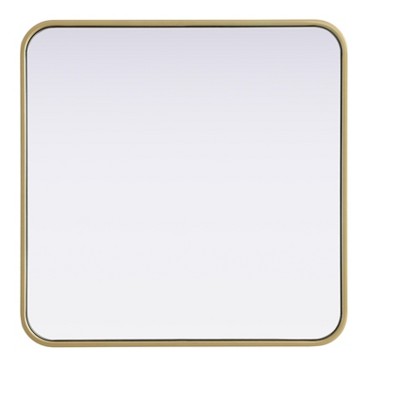 Elegant Lighting Contour Metal Square Mirror 24x24 in Brass