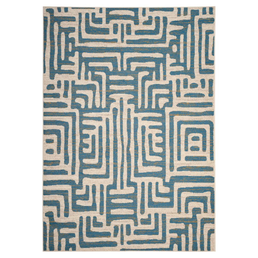 Ivory/Light Blue Shapes Loomed Area Rug 4'x6' - Safavieh