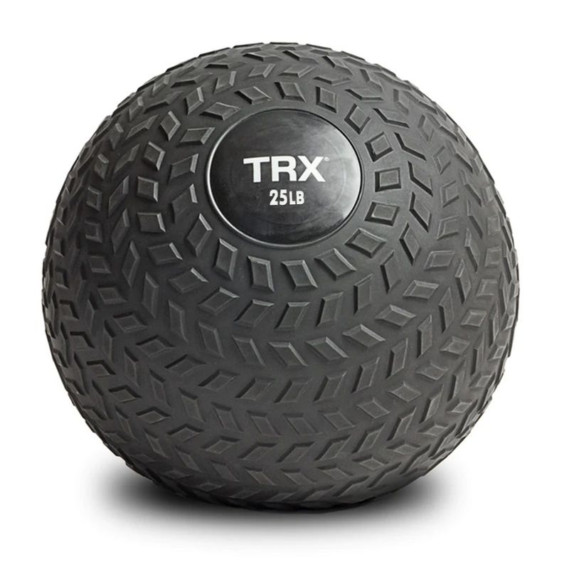 TRX 25 Pound Weighted Textured Tread Slip Resistant Rubber Slam Ball for High Intensity Full Body Workouts and Indoor or Outdoor Training, Black, 1 of 8