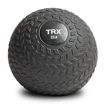 TRX 25 Pound Weighted Textured Tread Slip Resistant Rubber Slam Ball for High Intensity Full Body Workouts and Indoor or Outdoor Training, Black
