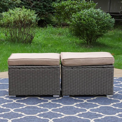 2pk Outdoor Ottomans with Cushions - Captiva Designs