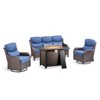 Gymojoy 4 Pieces/5 Pieces Outdoor Fire Pit Table w/ Patio 6in Sofa Swivel Glider Chairs Table Set - 3 of 4