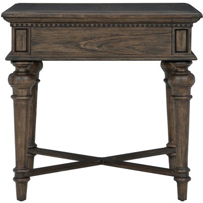 Beige Rectangular Wood End Table with Storage Drawer