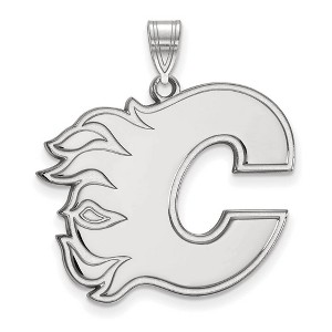 Black Bow Jewelry 10k White Gold Calgary Flames NHL Extra Large Pendant - 1 of 3