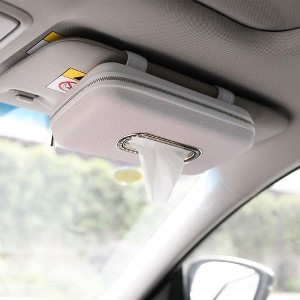 Car Visor Tissue Holder, PU Leather Sun Visor Napkin Organizer for Car Interior - 1 of 4