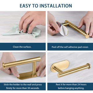 Toilet Paper Holder Self Adhesive, Stainless Steel Rustproof Adhesive Toilet Roll Holder no Drilling - 1 of 4