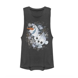 Juniors Womens Frozen Olaf Snowflake Storm Festival Muscle Tee - 1 of 3