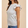 Women's Eyelet Double Ruffle Sleeve Stripe Knit Top - AnnieWear - 2 of 3