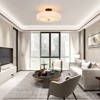 PAKOKULA Farmhouse 17.7 in. 3-Light Matte Black Semi-Flush Mount Ceiling Light With Hexagonal Linen Fabric Shade - 4 of 4