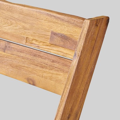 Estelle Teak Acacia Wood Farmhouse Bench with Cross Base
