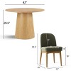 5-Piece Round Dining Table Set, 42'' Oak Pedestal Table with 4 Linen Dining Chairs, Solid Wood Legs, Kitchen or Apartment Furniture-Maison Boucle - 4 of 4