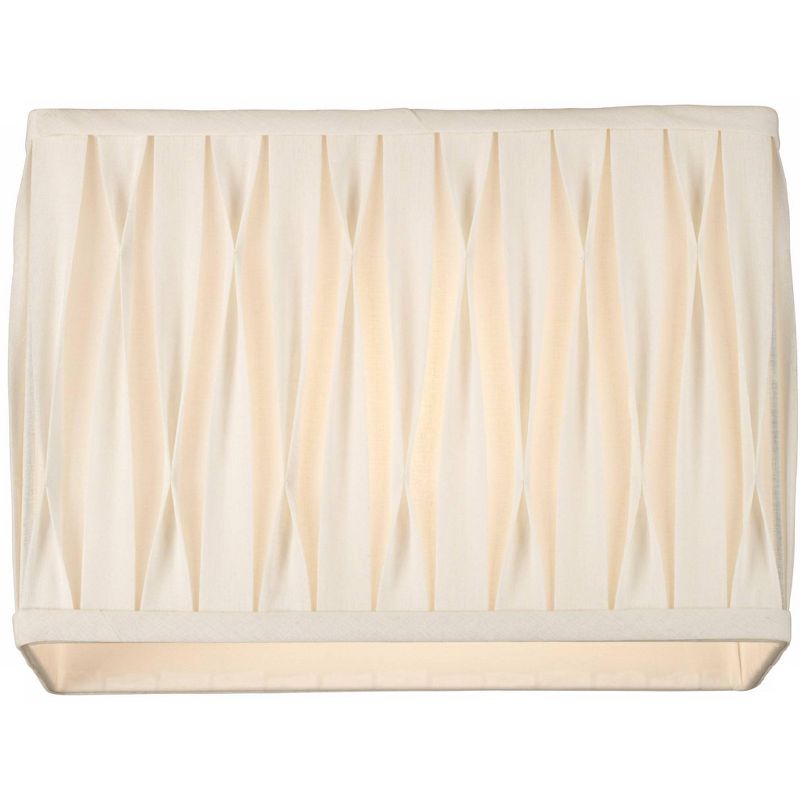Springcrest White Pinched Pleat Medium Rectangle Lamp Shade 14" Wide x 7" Deep x 10" High (Spider) Replacement with Harp and Finial, 4 of 8
