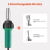 VEVOR Hot Air Plastic Welder, 1600W Hot Air Torch Pistol, 122-1112℉ PVC TPO Vinyl Heat Gun Welding Torch with 2 Nozzles, Green - 4 of 4