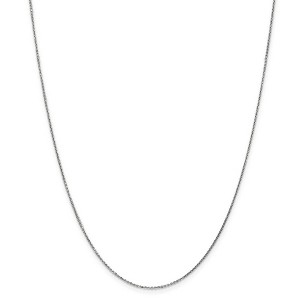 Black Bow Jewelry 1mm 10k White Gold Solid Diamond Cut Cable Chain Necklace - 1 of 4