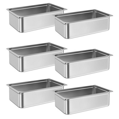 6 Pack Full Size Hotel Pan Steam Table Pan, [NSF Certified] Catering Food Pan Commercial Stainless Steel 2.5 Inch Deep Anti-Jamming