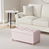 Aoibox Folding Storage Ottoman Bench with Wooden Feet and Lid, Pink Flannelette Fabric, High Rebound Sponge, Seat Foot Rest Side Table for Living Room - 2 of 4