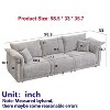 98.5" 3-seater sofa with unique design and soft arm pillows Contemporary style linen sofa with 3 comfortable cushions with 2 pillows - 3 of 4