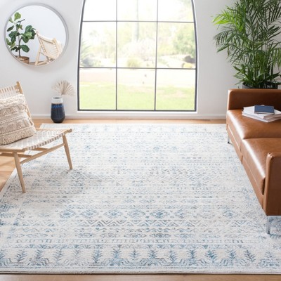 Ivory and Teal Hand-knotted Round Synthetic Area Rug