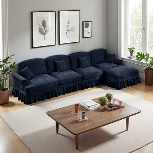 Modular L-Shaped Sectional Sofa with Flared Arms & Movable Ottoman - 1 of 4