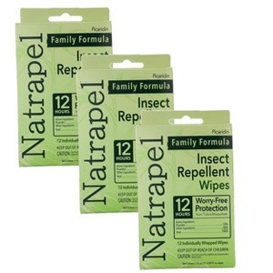 Natrapel Tick & Insect Repellent Wipes - Bug Spray with 20% Picaridin - Protection Against Mosquitoes, Ticks & More - 12 Wipes, 3 Pack - 1 of 4
