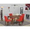 HomeStock 5-Piece Rectangle Mahogany Finish Solid Wood Top Dining Table with 4 Parson Chair - 2 of 4