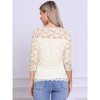INSPIRE CHIC Women's Floral Lace 3/4 Sleeve Crew Neck Casual Elegant Blouse - 3 of 4