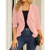 Womens Blazer 3/4 Sleeve Casual Office Business Open Front Suit Jacket Cardigan - 4 of 4