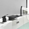 Cobbe Matte Black Bathroom Tub Faucet with Handheld Shower and 7.87-Inch Wide Waterfall Tub Filler Single Handle 4-Hole Installation - 4 of 4