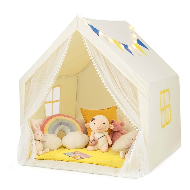 Costway Large Play Tent  Kids & Toddlers Playhouse with Washable Cotton Mat, Star Lights, 1 of 11