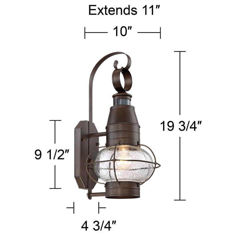 John Timberland Galt Rustic Outdoor Wall Light Fixture Oil Rubbed Bronze Motion Sensor Dusk to Dawn 19 3/4" Clear Seedy Glass for Post Exterior Barn, 4 of 10