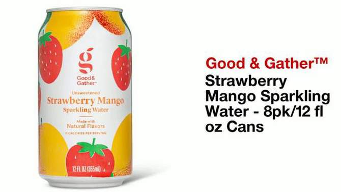 Strawberry Mango Sparkling Water - 8pk/12 fl oz Cans - Good & Gather&#8482;, 2 of 10, play video