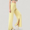 Anna-Kaci Active Women's Wide Leg Lounge Pants with Elastic Waistband and Side Slit Hem Detail - 2 of 4