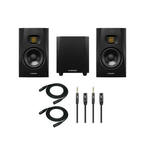 ADAM Audio T7V Monitor (Pair) with ADAM Audio T10S Subwoofer and Cable  Bundle