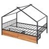 CAVINAS Twin/Full Size House Platform Bed Frame with Fence,Metal Floor Bed for Kids Room,Bedroom - 4 of 4