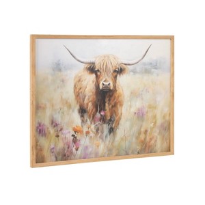 Kate & Laurel All Things Decor 20"x16" Gallery Highland Cow in a Flower Field Landscape Print by The Creative Bunch Studio Natural - 1 of 4