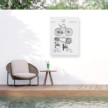 "Bicycle Patent 1890 White" Outdoor Canvas