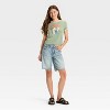 Women's Stitch Short Sleeve Graphic Baby T-Shirt - Green - 2 of 2
