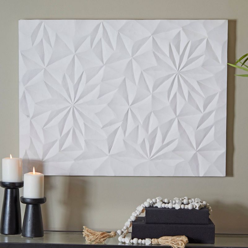 32&#34; x 24&#34; Wood Geometric Carved Wall Decor White - CosmoLiving by Cosmopolitan, 1 of 8