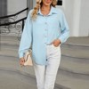 Coolmee Women's Button Down Shirts Long Sleeve Dress Shirt Textured Collared Work Blouse Dressy Casual Tops with Pocket - 3 of 4