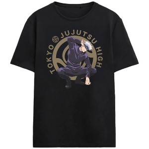 Jujutsu Kaisen Satoru Gojo Logo Adult Black Crew Neck Short Sleeve T-shirt - 1 of 4