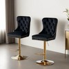 Velvet Swivel Bar Stools Set of 2 with Upholstered Back, Adjustable Counter Height Barstools, Bar Chairs for Home Bar - Leovsnove - 2 of 4