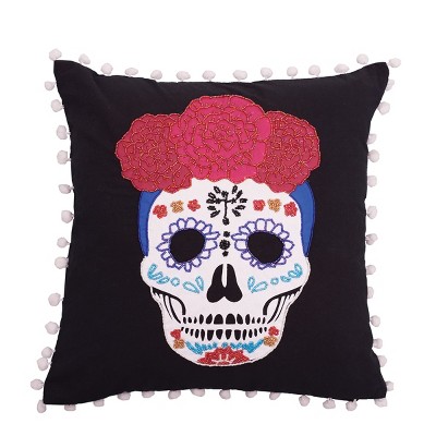 C&F Home 16" x 16" Sugar Skull Beaded Throw Pillow