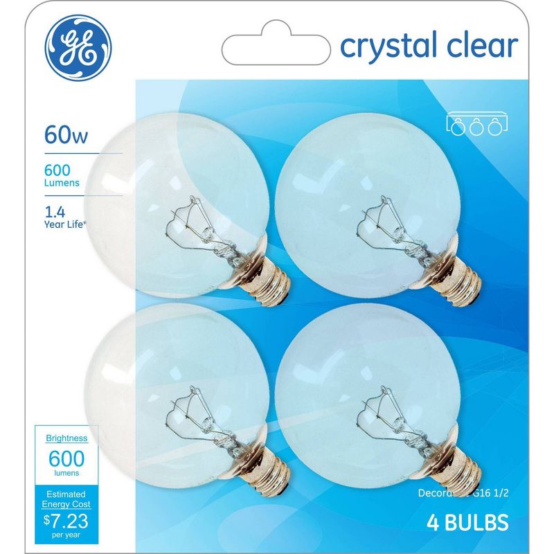 GE 60W 4pk G16 Incandescent Light Bulb White/Clear, 5 of 7
