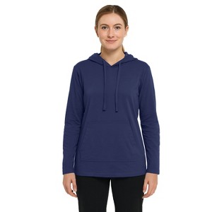 Blue Ice Women's Loose Fit  Cotton Lightweight Casual Pullover Drawstring Hoodie With Pocket - 1 of 4