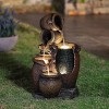 LuxenHome Rustic Brown Urns Resin Outdoor Fountain with Lights - 2 of 4