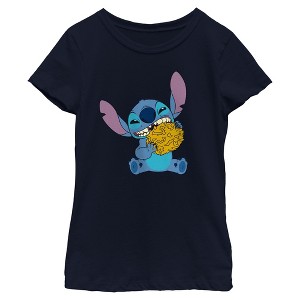Girls Lilo & Stitch Alien Eating Latke T Shirt - 1 of 4