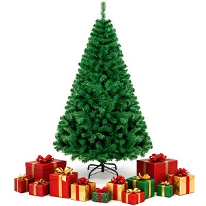 SUGIFT 6ft Premium Artificial Christmas Tree Pine Hinged Xmas Tree W/1000 Branch Tips & Metal Stand - 1 of 4