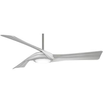 60" Minka Aire Modern Indoor Ceiling Fan with LED Light Remote Control Brushed Nickel for Living Room Family Dining Home Office