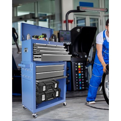 Tool Chest With 8 Drawers, Detachable Rolling Tool Box, Universal Lockable Wheels, Detachable Organizer Tool Box for Workshop Mechanics Garage